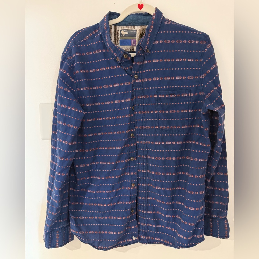 Modern Amusement Blue  Casual Button Down Shirt